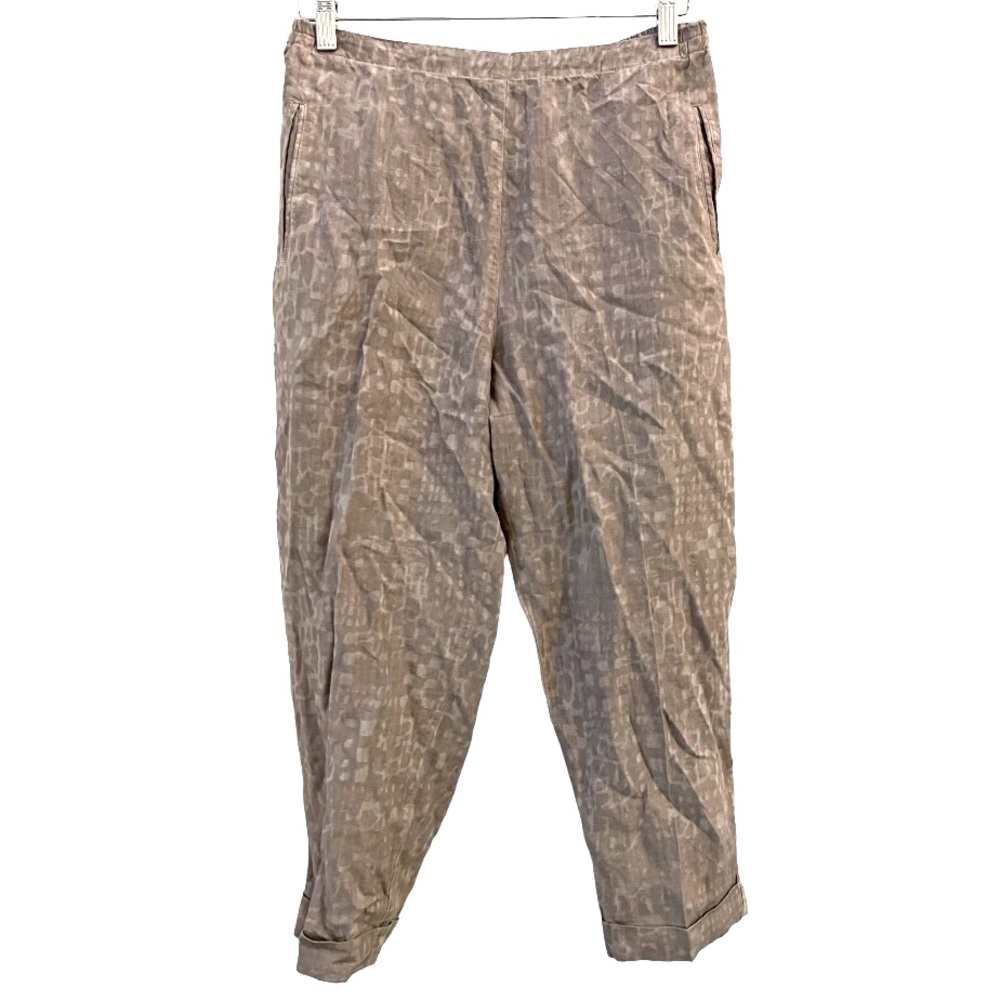 Elemente Clemente Tan Linen Elastic Waist Pants‎